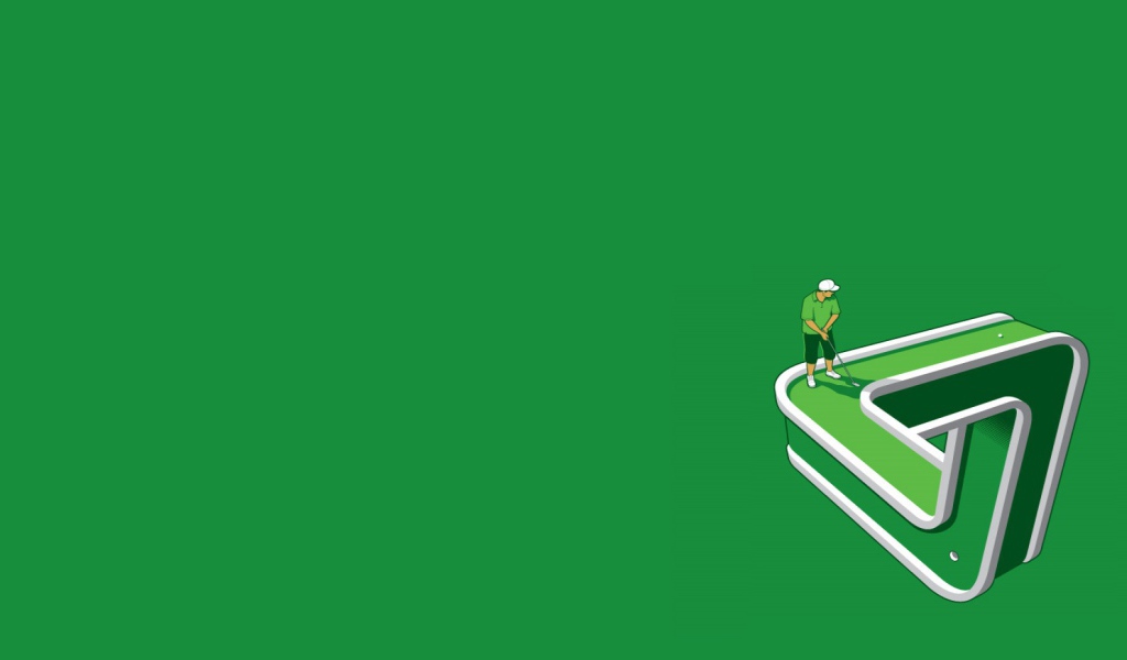 Игра в гольф, зеленый фон