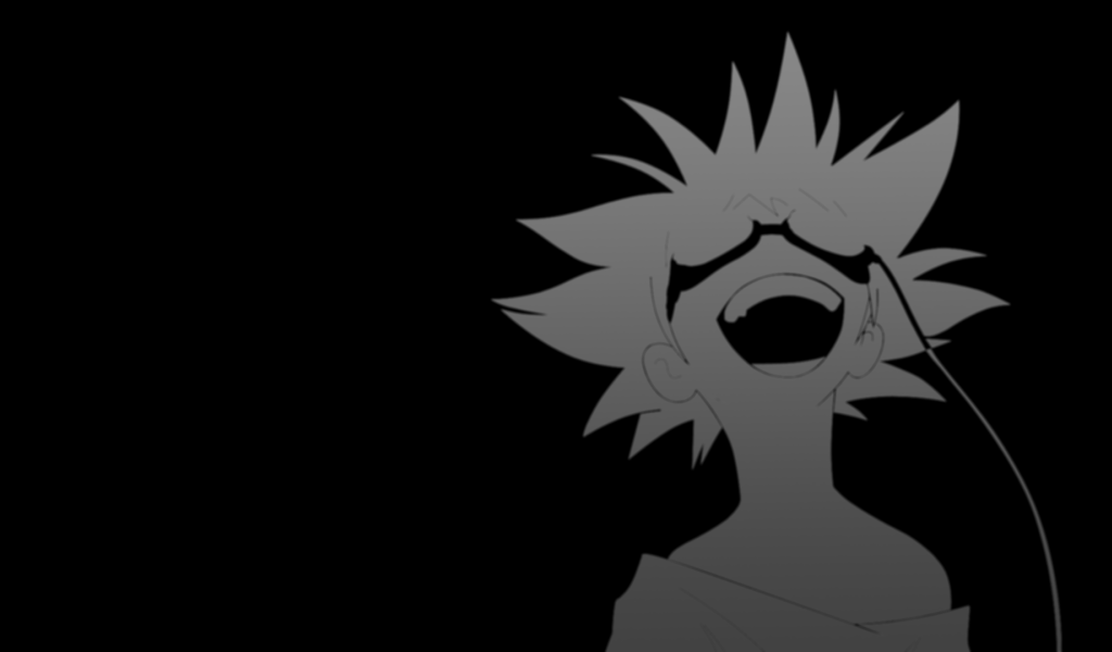 Серое лицо на черном фоне, аниме Ковбой Бибоп