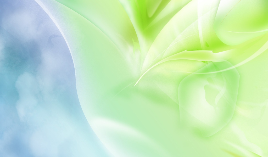 Зеленая абстракция на синем фоне