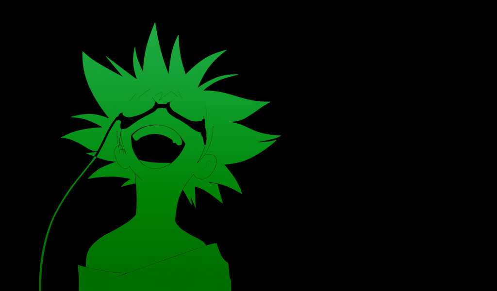 Зеленое лицо на черном фоне, аниме Ковбой Бибоп