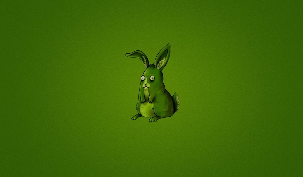 Зеленый кролик на зеленом фоне