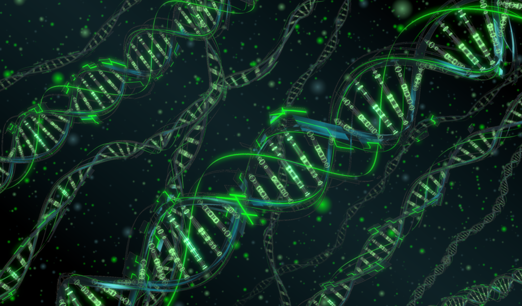 Зеленые нити жизни ДНК, фон