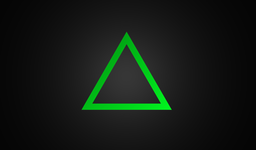 Зеленый треугольник на сером фоне