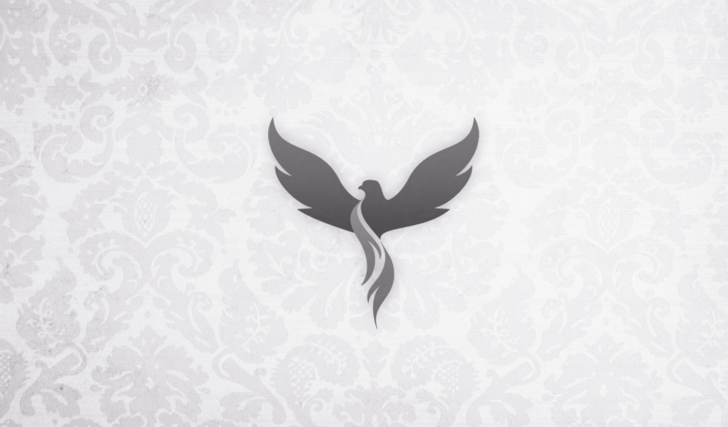 Серый феникс на светлом фоне