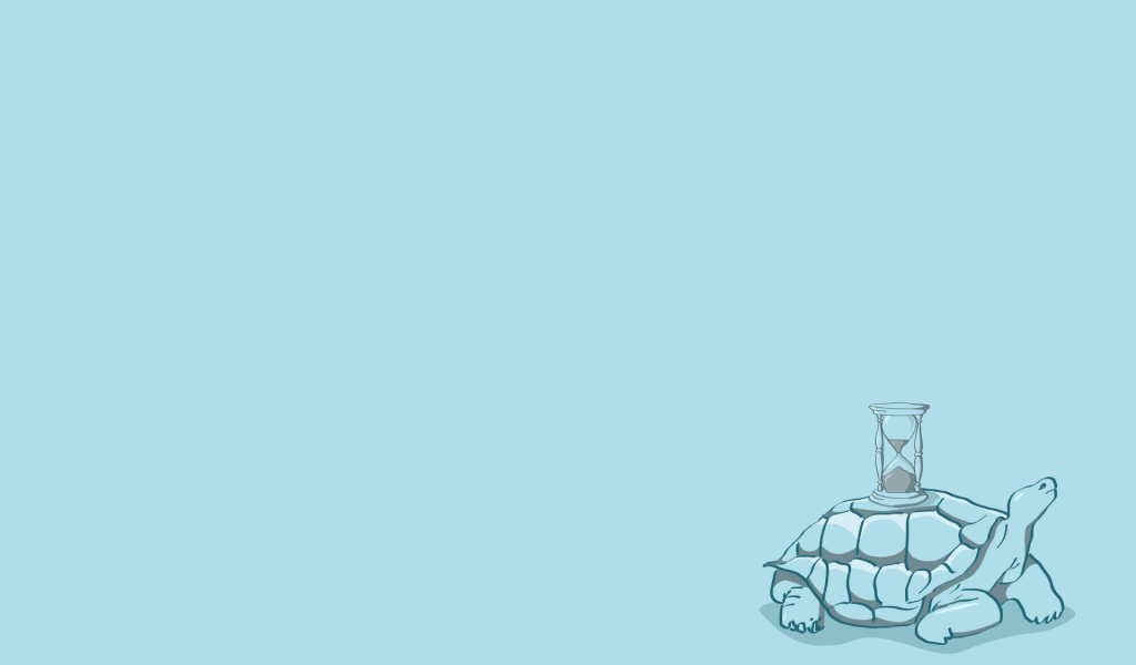 Песочные часы на черепахе, голубой фон