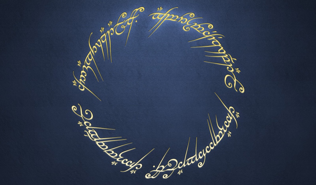 Надписи с Кольца всевластия на синем фоне