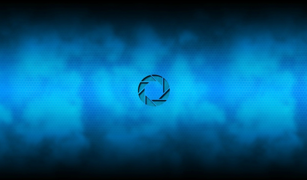 Логотип Aperture Science, синий фон