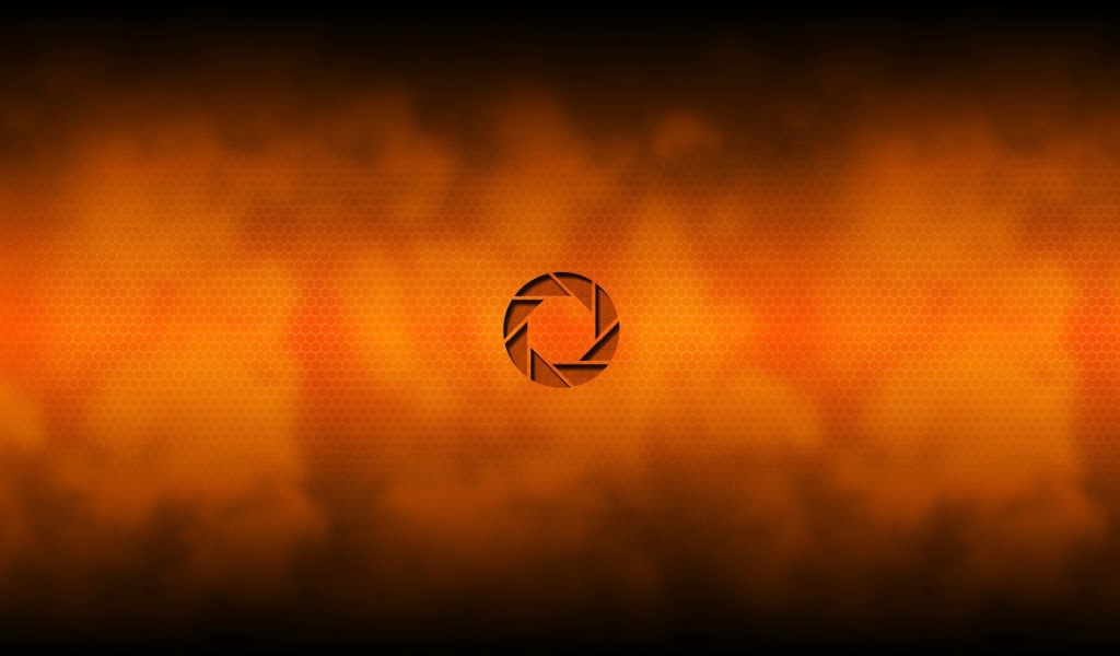 Логотип Aperture Science, оранжевый фон