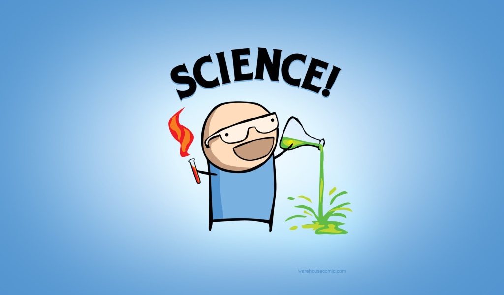 Безумная наука, голубой фон