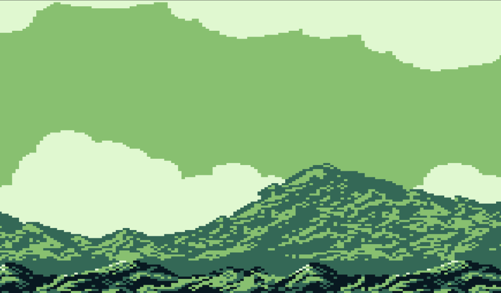 Горный пейзаж, цифровой зеленый фон