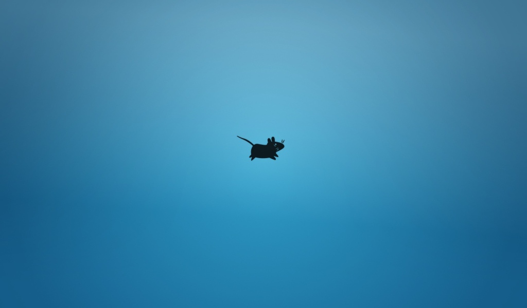 Мышка, голубой фон