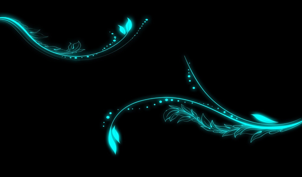 Неоновые цветы на черном фоне