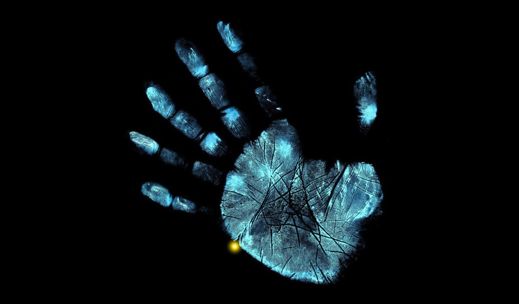 Неоновый отпечаток руки