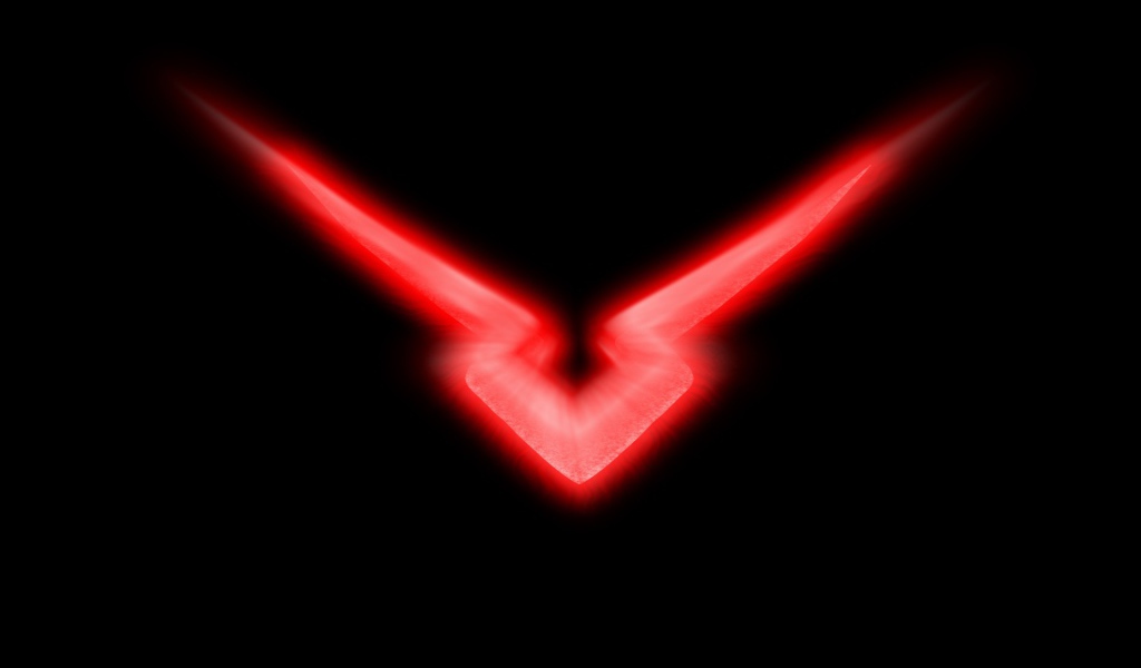 Красный неоновый символ на черном фоне