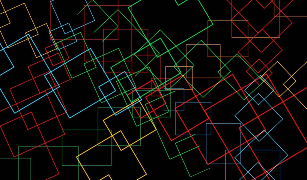 Неоновые квадраты на черном фоне