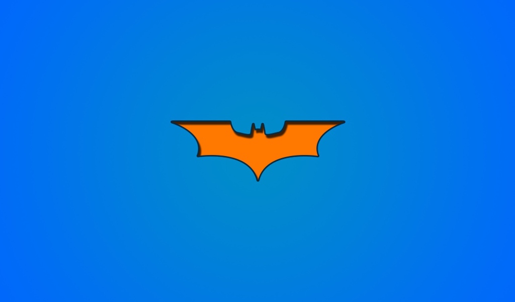 Оранжевый символ Бетмана на голубом фоне