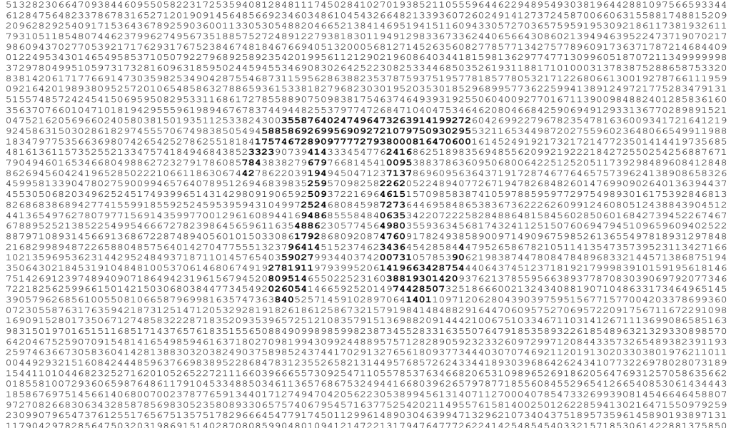 Число ПИ, цифры на белом фоне