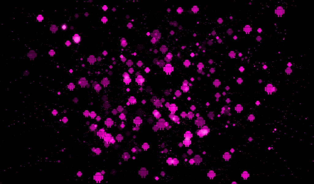Розовые фигурки Андроида на черном фоне