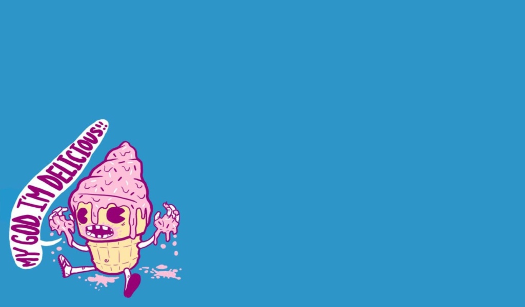 Розовое мороженое, голубой фон