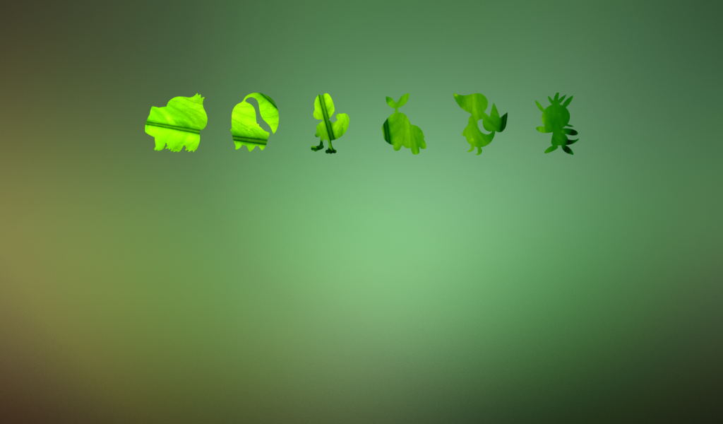 Покемоны, зеленый фон