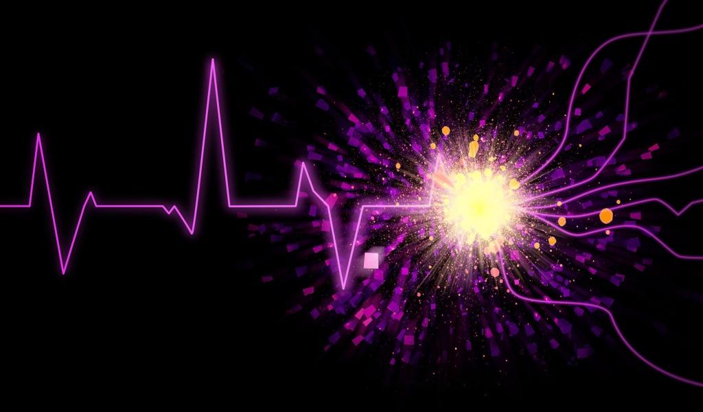 Фиолетовый пульс на черном фоне