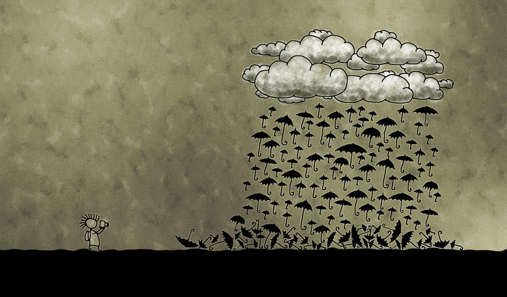 Дождь из черных зонтиков