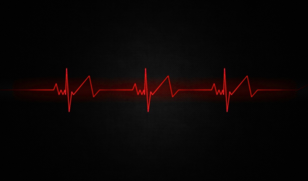 Красная нить пульса на черном фоне