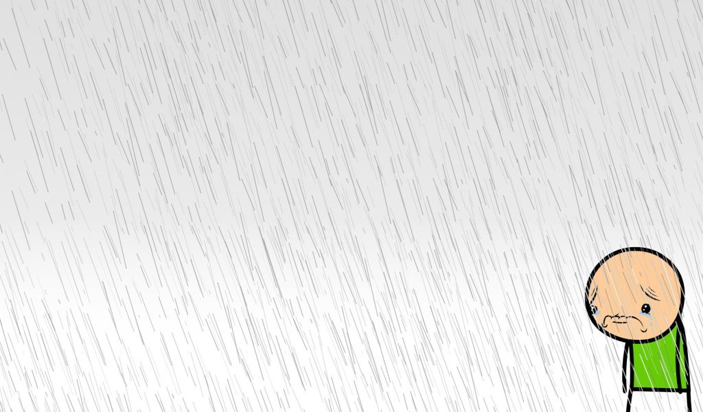 Грустный человек под дождем