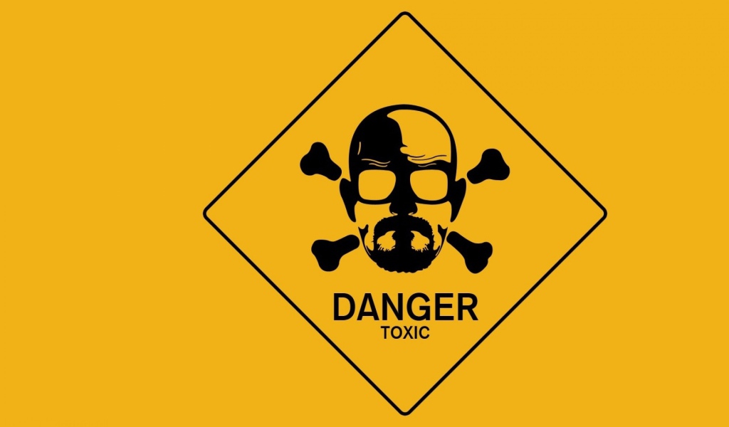 Знак опасно токсично, желтый фон