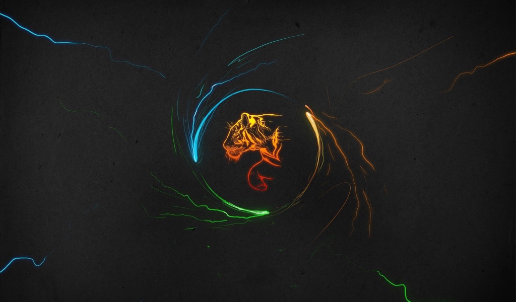 Силуэт тигра в круге, серый фон