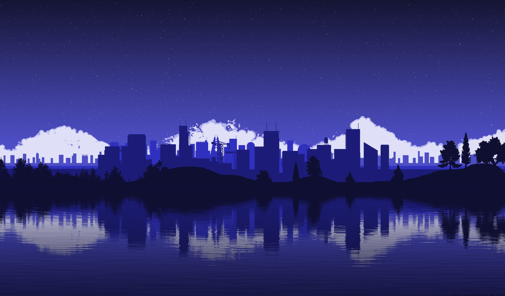 Силуэты городских зданий и небоскребов