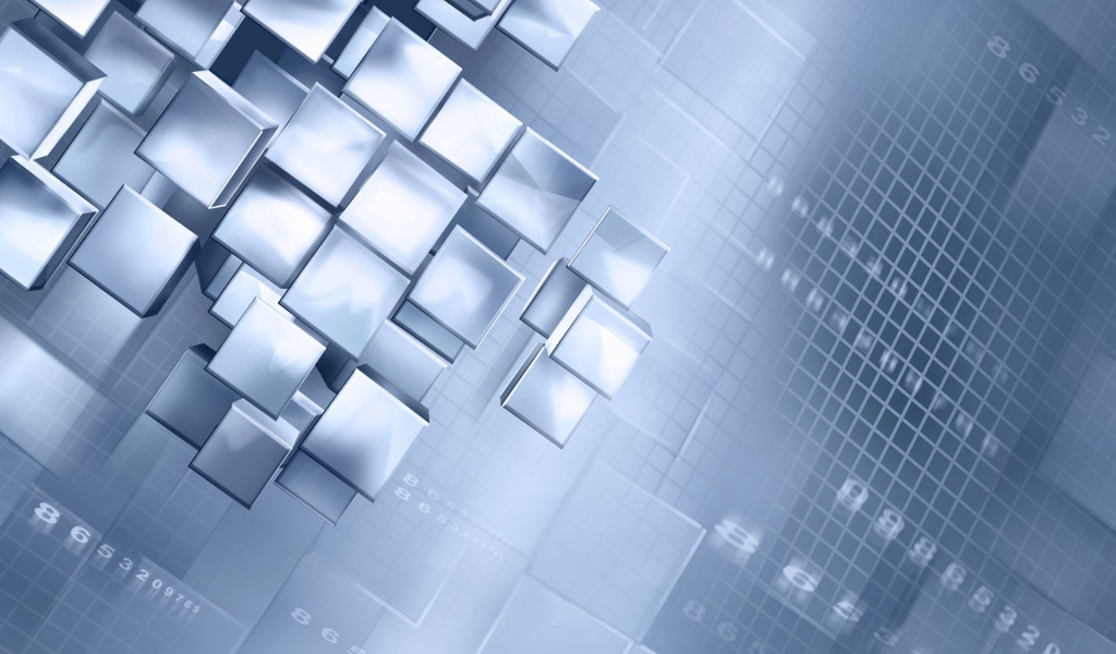 Серебристые кубы, цифровой фон
