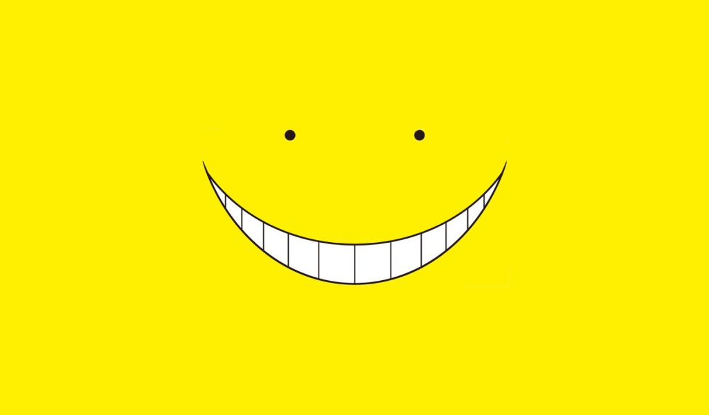 Улыбка смайлика, желтый фон
