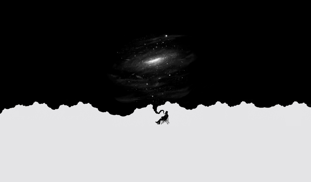 Курильщик, белый и черный фон