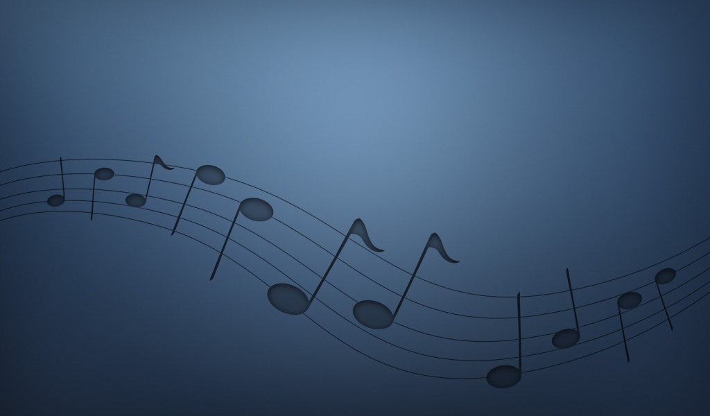 Нотный стан, голубой фон