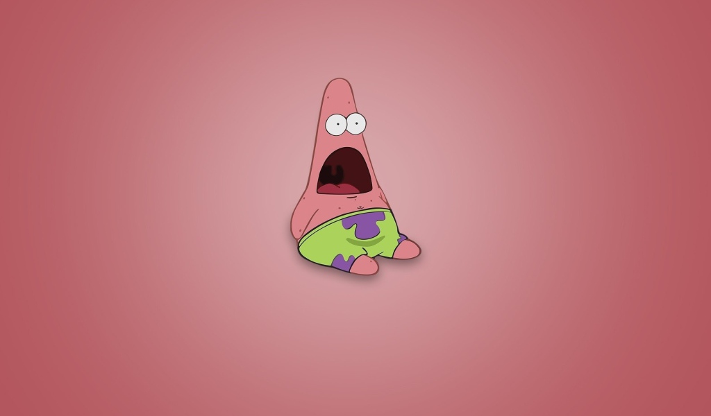 Удивленный Патрик, розовый фон