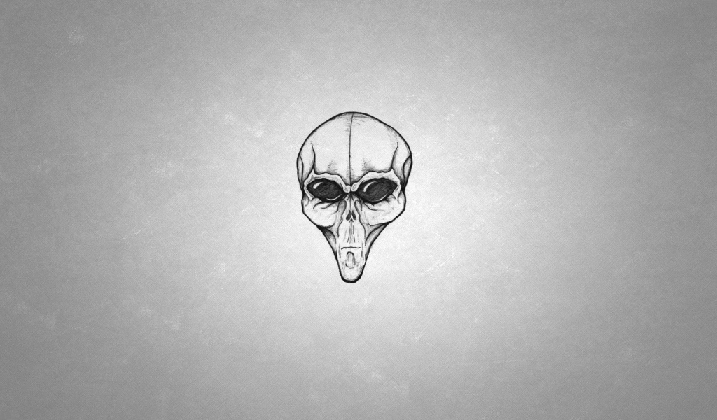 Лицо пришельца, серый фон