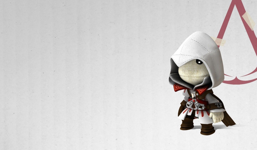 Персонаж игры Little Big Planet, светлый фон