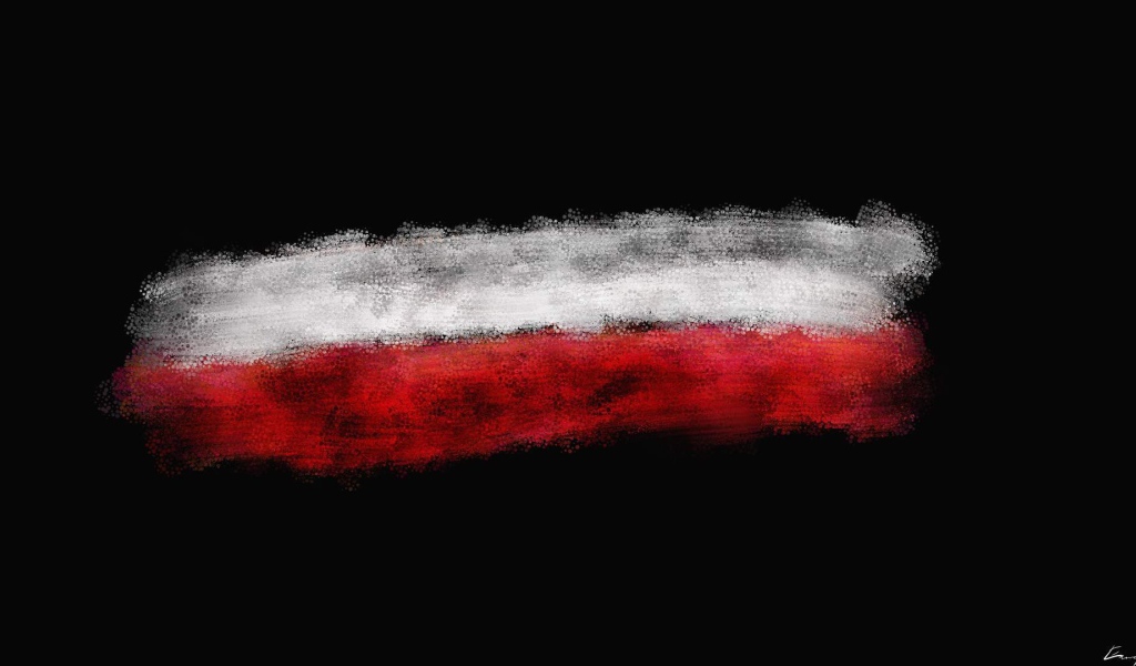 Цвета польского флага на черном фоне