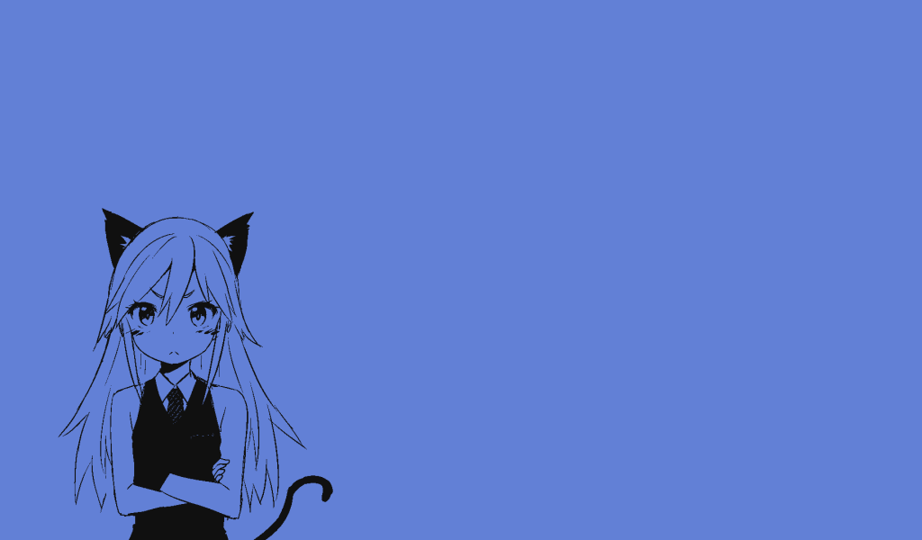 Девушка кошка, аниме голубой фон