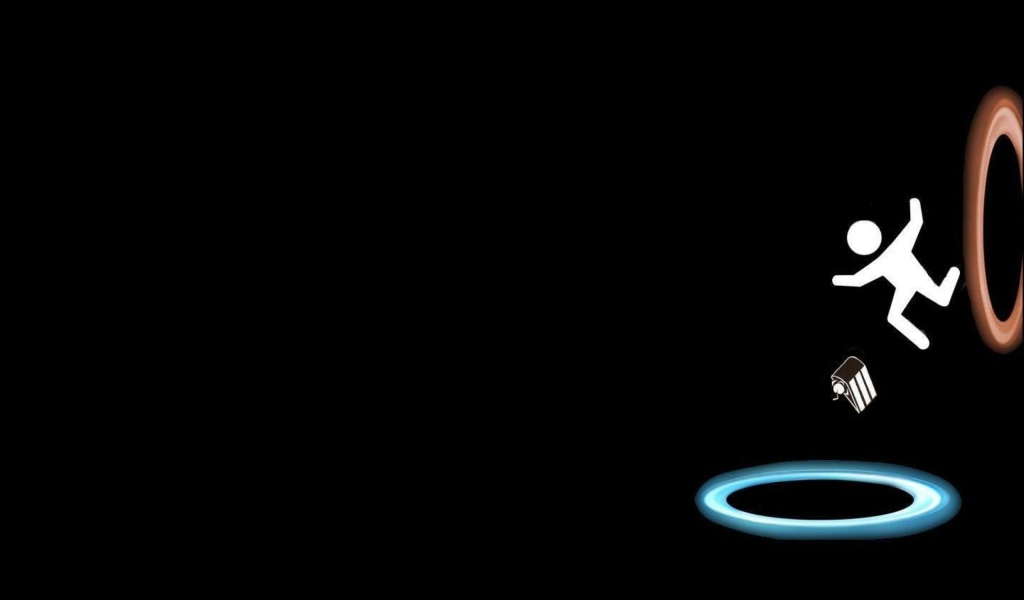 Человек перемещается в портале, черный фон