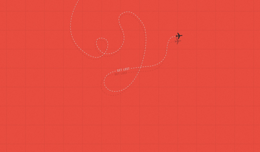 Самолет оставил след на красном фоне