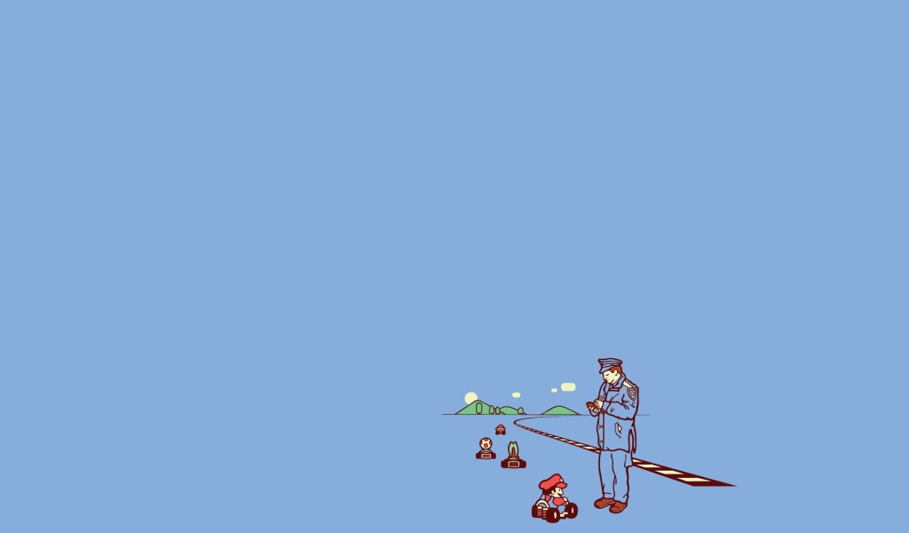 Полицейский остановил Марио на дороге, фон