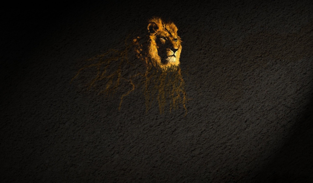 Проекция льва на коричневом фоне
