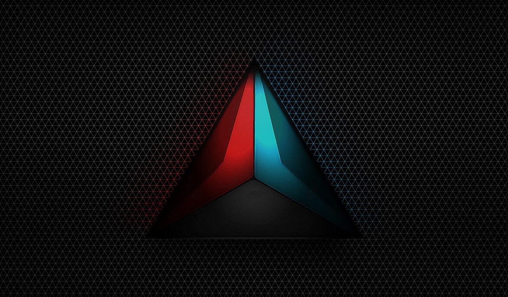 The triangular logo on a black background