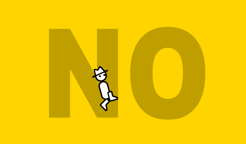 Слово нет, желтый фон