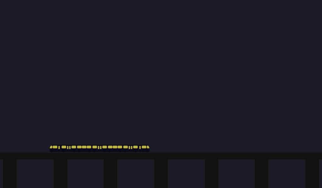 Поезд на мосту, сине черный фон