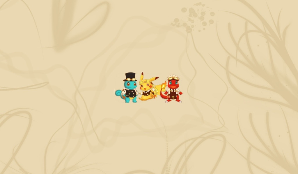 Трио покемонов, бежевый фон