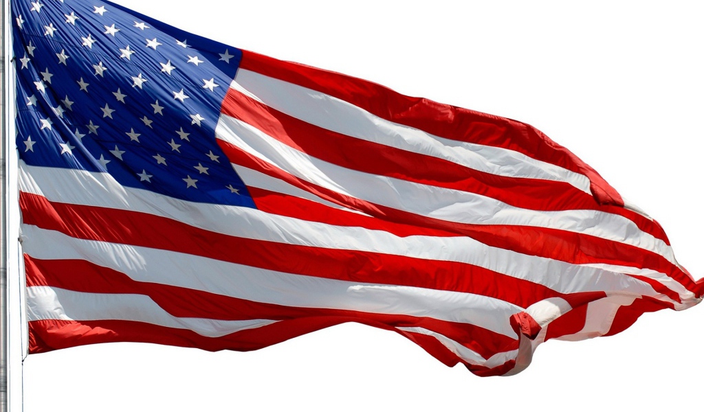 Флаг США на белом фоне