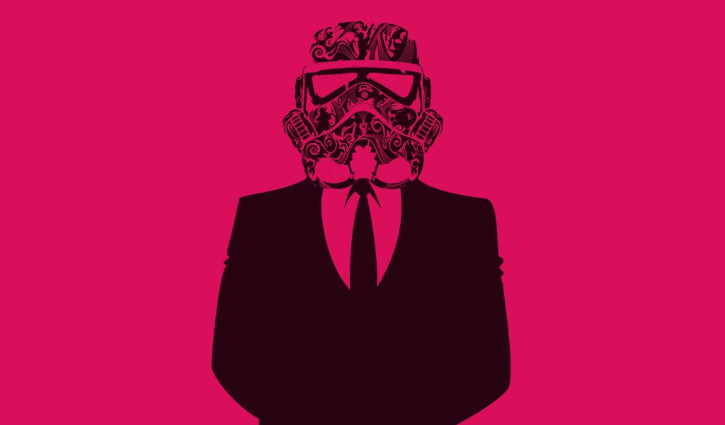 Вейдер в костюме, розовый фон